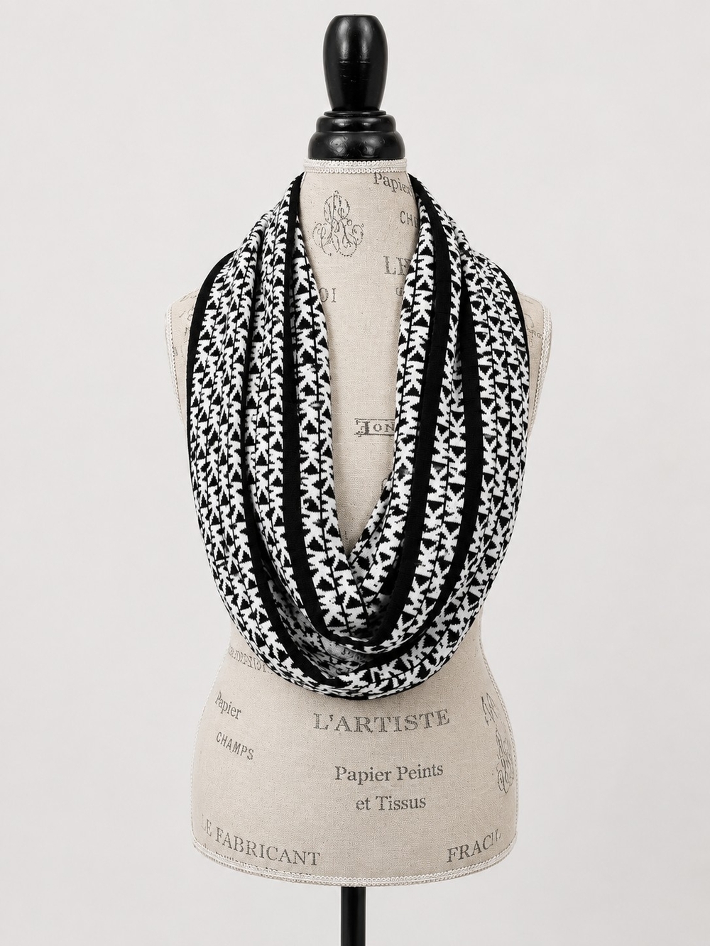 Michael Kors Black White MK Logo Infinity Scarf